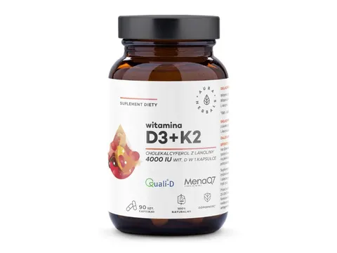 Witamina D3 4000 IU + K2, Aura Herbals, 90 kapsułek