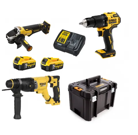 Zestaw Combo Młotowiertarka DCH263, Szlifierka DCG405, Wkrętarka DCD709 2 × 5,0Ah DEWALT