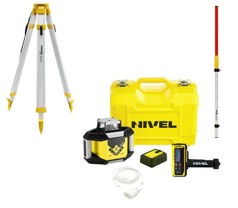 Laser obrotowy NL300R Digital czerwony + statyw SJJ1 + łata LS24 (poziom) Nivel System