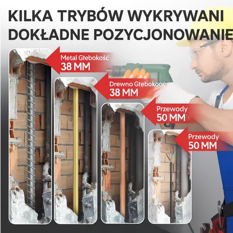 Detektor profili/przewodów + dalmierz laserowy 60m NOYAFA NF-518S