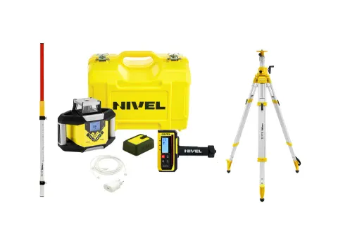Laser obrotowy NL340R Digital LCD czerwony (poziom/pion/spadki) + statyw SJJ32 + łata LS-24 Nivel System