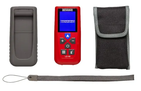 Dalmierz laserowy LCD kolorowy 650nm klasa II zasięg 60m BENNING LD60