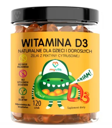 Witamina D3 Naturalne Żelki dla Dzieci i Dorosłych, Myvita