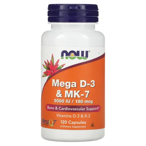 Now Foods Mega D3 5000IU &Mk7 180mcg (120kap)