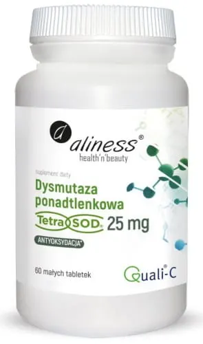 Aliness Dysmutaza ponadtlenkowa (Tetra Sod) 25mg 60 tabletek VEGE - Antyoksydant