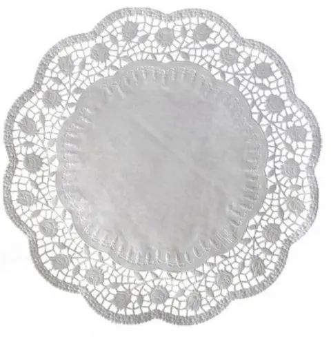 Serwetki papierowe-ażur ozdobne, okrągłe białe *18 72318 a100