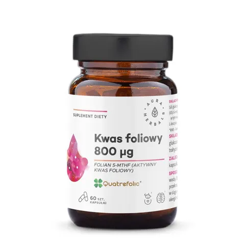 Aura Herbals Kwas foliowy 800 μg Quatrefolic® ( 60 kap)