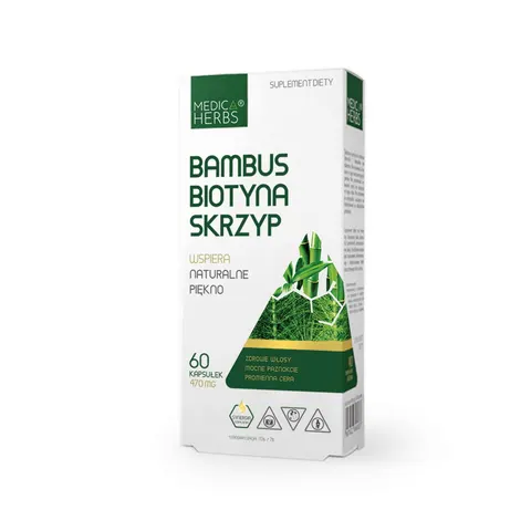 Medica Herbs Bambus Biotyna Skrzyp 60 kapsułek - Włosy Skóra Paznokcie i Krążenie
