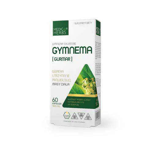 Medica Herbs Gymnema (Gurmar) 60 kapsułek - Prawidłowy Poziom Cukru Kontrola Apetytu