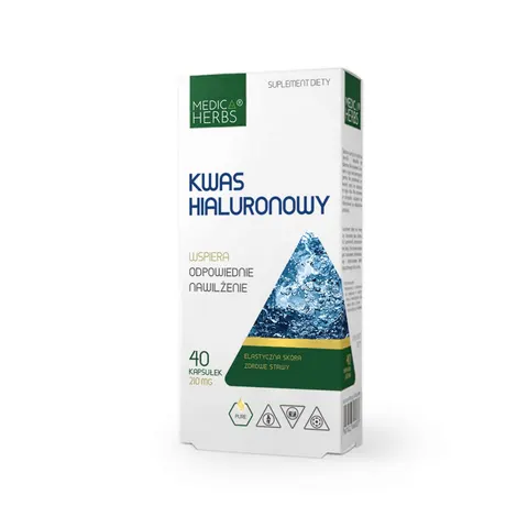 Medica Herbs Kwas hialuronowy 40 kapsułek - Nawilżenie Skóry Zdrowe Stawy