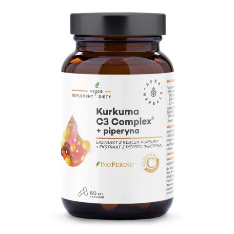 Aura Herbals Kurkuma 500 mg C3 Complex® + piperyna (60 kap)