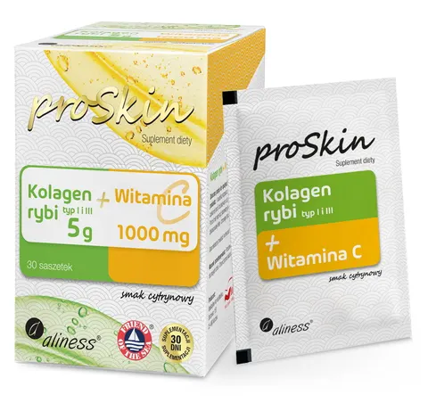 Aliness ProSkin Kolagen rybi 5g + Witamina C 1000mg (30 saszetek)