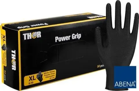 Rękawice nitrylowe M czarne power grip Thor a50/10