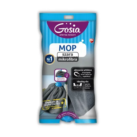 Mop Gosia mikrofibra zapas szary z gąbką a1