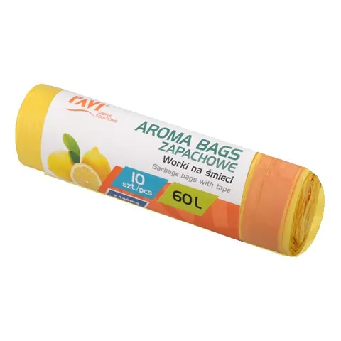 Worki na śmieci Aroma Bags z taśmą cytrynowe 60l Ravi 00764 a10