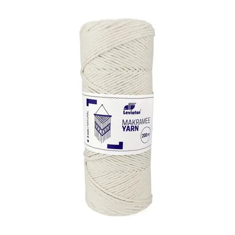 Sznurek bawełniany do makramy 3 mm x 200 m naturalny Leviatan a1