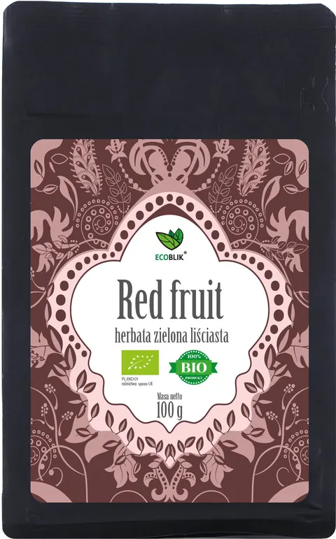 Aliness Herbata zielona RED FRUIT liściasta EKO (100g)(data do 18.04.2027)