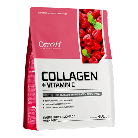 Ostrovit Kolagen + Witamina C lemoniada malinowa z miętą (400g)
