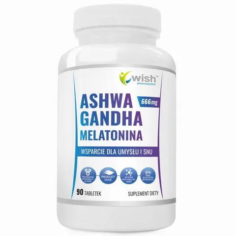 Wish Ashwaganda Ekstrakt 666mg z Melatoniną (90 tab)
