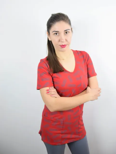 bluza medyczna Ananasy Czerwony