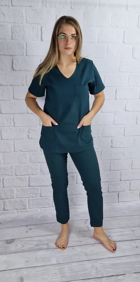 spodnie medyczne 7/8 butelkowa zieleń