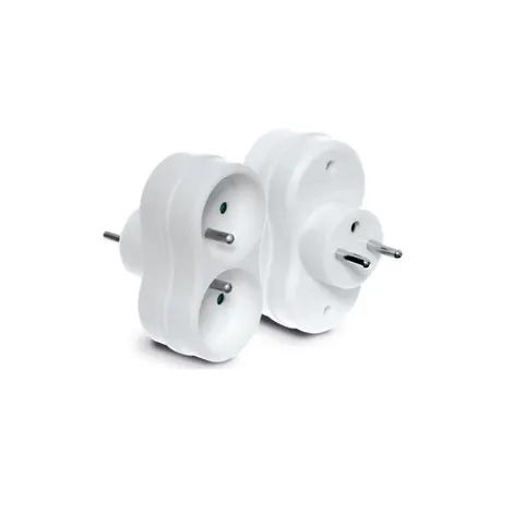 Rozgałęźnik podwójny 2x2P+Z, 16A, 250V, pionowy R-270P BIAŁY; W-97741, PLASTROL