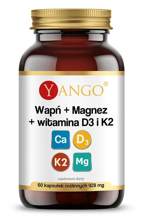 Yango Wapń + magnez + D3 i K2 ( 60 kaps.)