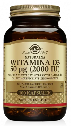 Solgar Witamina D3 naturalna 50ug/2000IU (100kap)