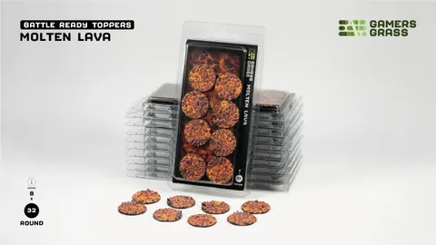 Gamers Grass Molten Lava Topper Round 32mm (x8)