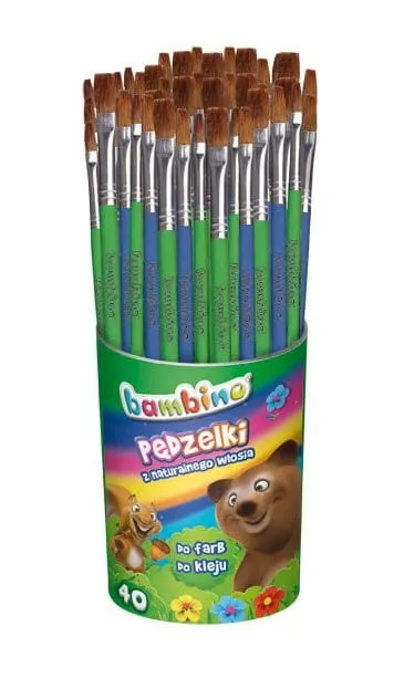 Pędzelki do farb i kleju BAMBINO 40 szt. - ku *2854 ST.MAJEWSKI