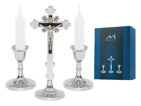 Komplet kolędowy tradycyjny srebrny- chromowany 18 cm