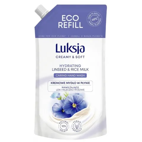 LUKSJA CREAMY & SOFT Kremowe mydło w płynie LINSEED, 400 ml zapas