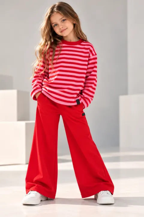 Spodnie dziewczęce Wide Leg czerwone All for Kids