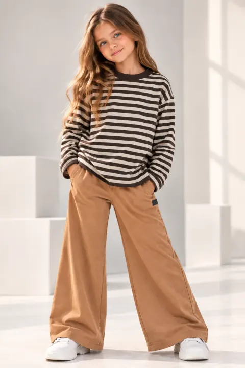 Spodnie dziewczęce Wide Leg karmelowe All for Kids
