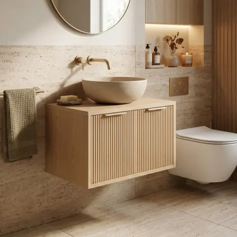 Szafka pod umywalkę Rea Core 80 cm - Beige - dodatkowy rabat 5% z kodem REA5
