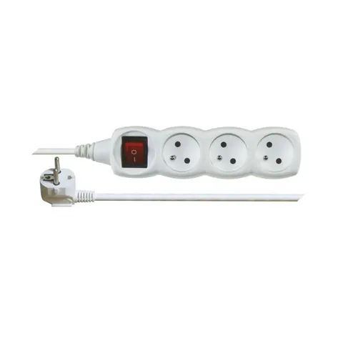 Przedłużacz z wyłącznikiem, biały 1,2m 3G z/u , P1311