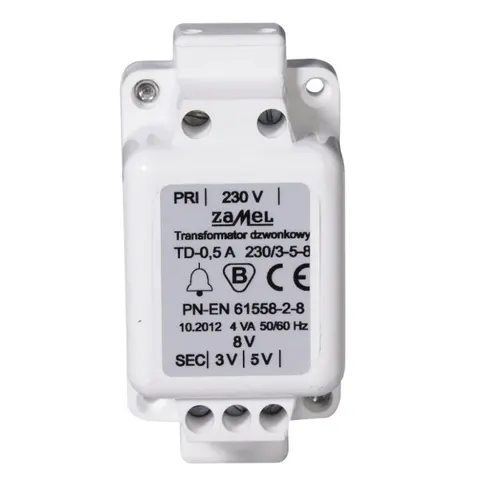 Transformator dzwonkowy TD-230, TD-230V-/3-5-8V/0,5A TD-230