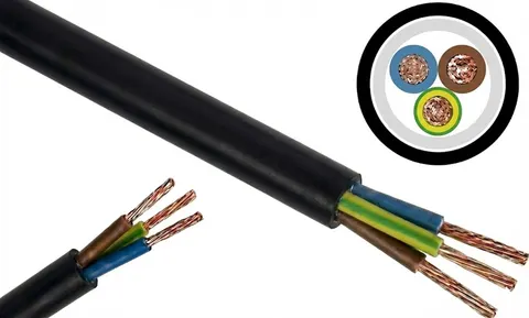 Przewód OMY 3x0,5 mieszkaniowy okrągły H03VV-F 300/300V czarny; ELEKTROKABEL