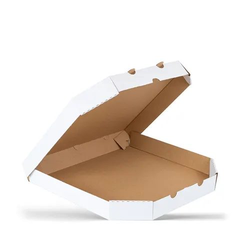 Pudełko PIZZA 26X26x3,5 a'100 BIAŁE EBŚ ścięte rogi