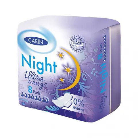 CARIN Podpaski higieniczne ULTRA WINGS NIGHT, 8 szt