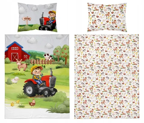 Pościel dziecięca 2 el. bambusowa 120x90 Traktor Cz. Detexpol 4781 B
