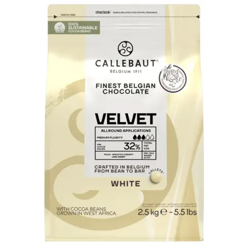 op. 2.5 kg Biała czekolada o zaw. 32% kakao - VELVET Callebaut - nr. kat. W3-E4-U71