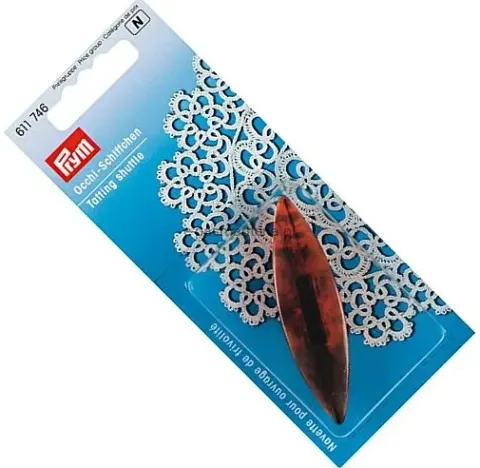 Czółenko - Frywoliotka 7cm bursztynowa