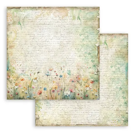 Papier scrap 30x30cm 1kartka Daisy Art listy i kwiaty SBB1133