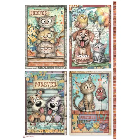 Papier ryżowy A4 DFSA41175 Furry Friends 2 Karty x 4