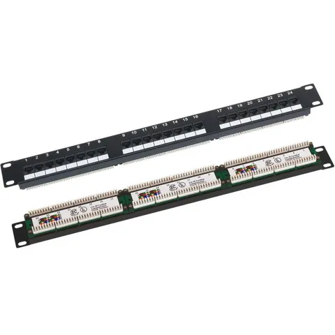 Patch panel 1U/19 Cali, UTP Nieekranowany,24 porty, kat.6e,złącza IDC,Q-LANTEC
