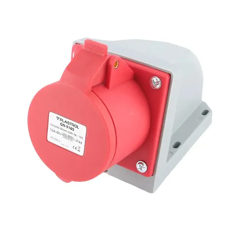 Gniazdo siłowe stałe 5P 16A, GN-516S; W-102126, PLASTROL