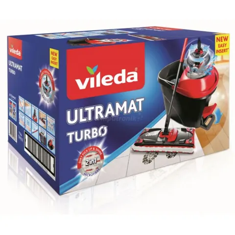 VILEDA Mop płaski obrotowy z wiadrem ULTRAMAX TURBO, 1 szt