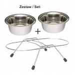 Barry King - Chromowany stojak z dwiema miskami 0.9 L