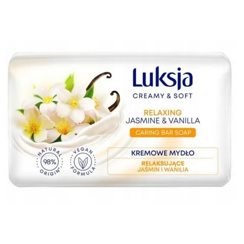 LUKSJA CREAMY & SOFT Kremowe mydło w kostce JAŚMIN I WANILIA, 90 g